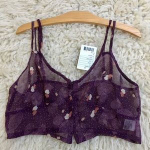 Purple Sheer Crop Tank Urban Outfitters